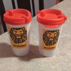 2 The Lion King On Broadway Travel Cups W/Spill Proof Lid 16 Oz